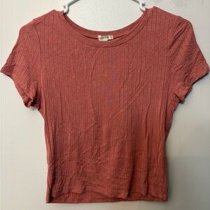 Bozzolo Short Sleeve Ribbed Tee in Rust